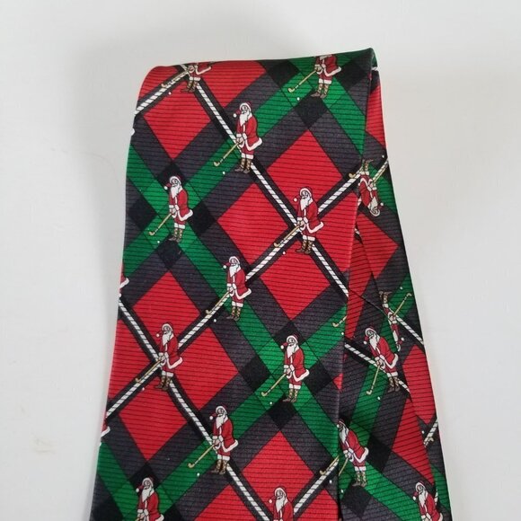 Hallmark Golf Santa Men's Silk Necktie Christmas Holiday Traditions Hand Made - Picture 3 of 8